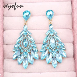 Veyofun Luxury Hyperbole Crystal Drop Earrings Elegant Bridal Earrings for Women Fashion Jewelry New Brinco