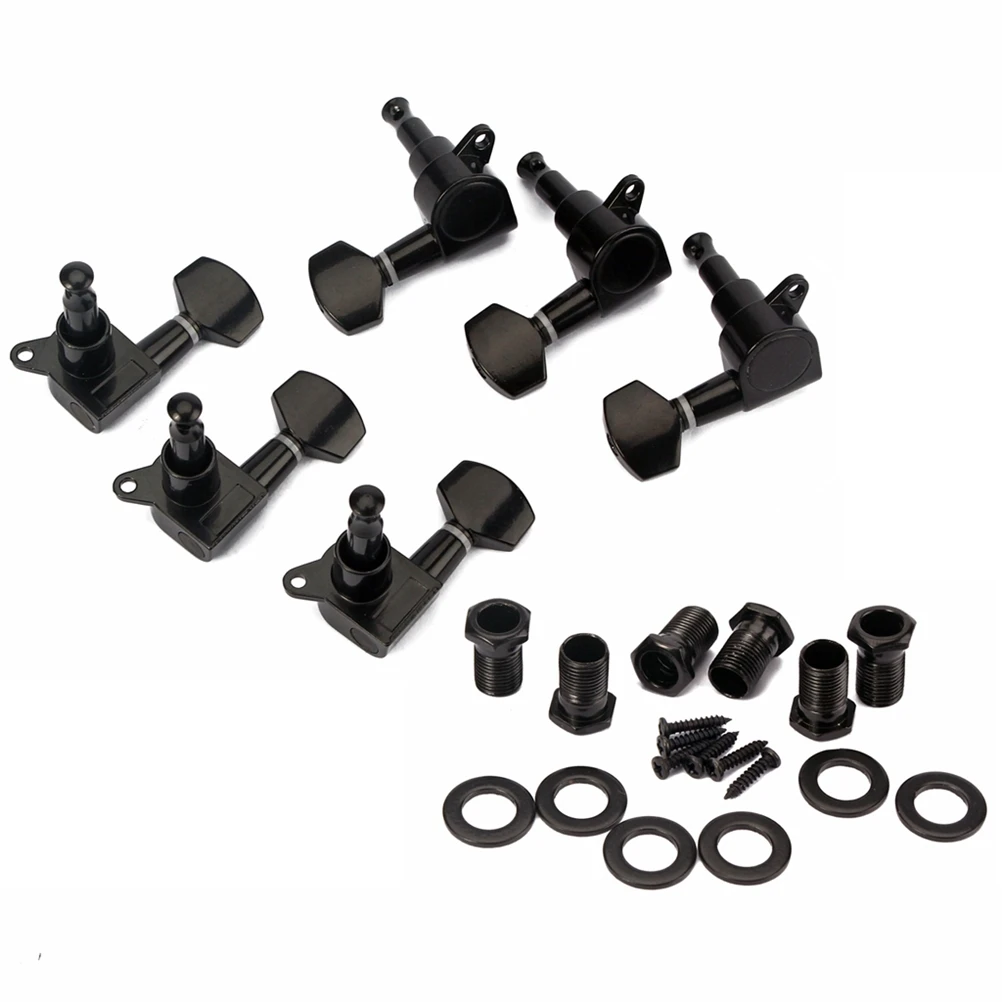 

6 PCS Electric Guitar Acoustic Machine Heads Tuning Keys Sealed Tuners Black Pegs