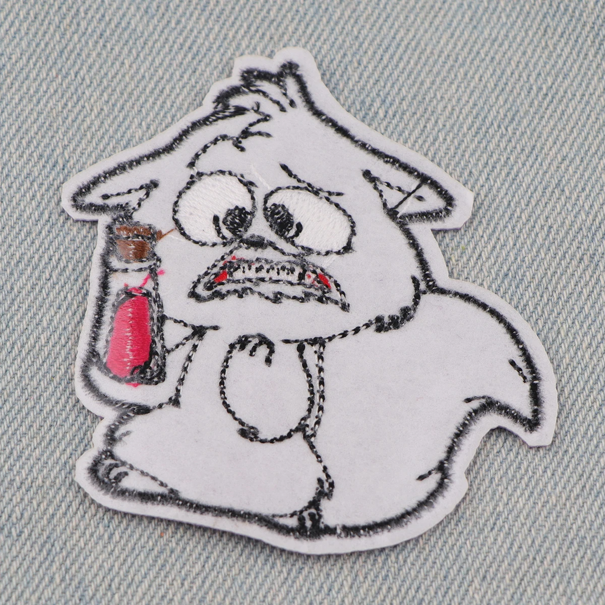 Funny Monster Embroidered Patches For Kids Clothing DIY Adhesive Patches Cartoon White Cat Patches On Clothes Stickers Appliques