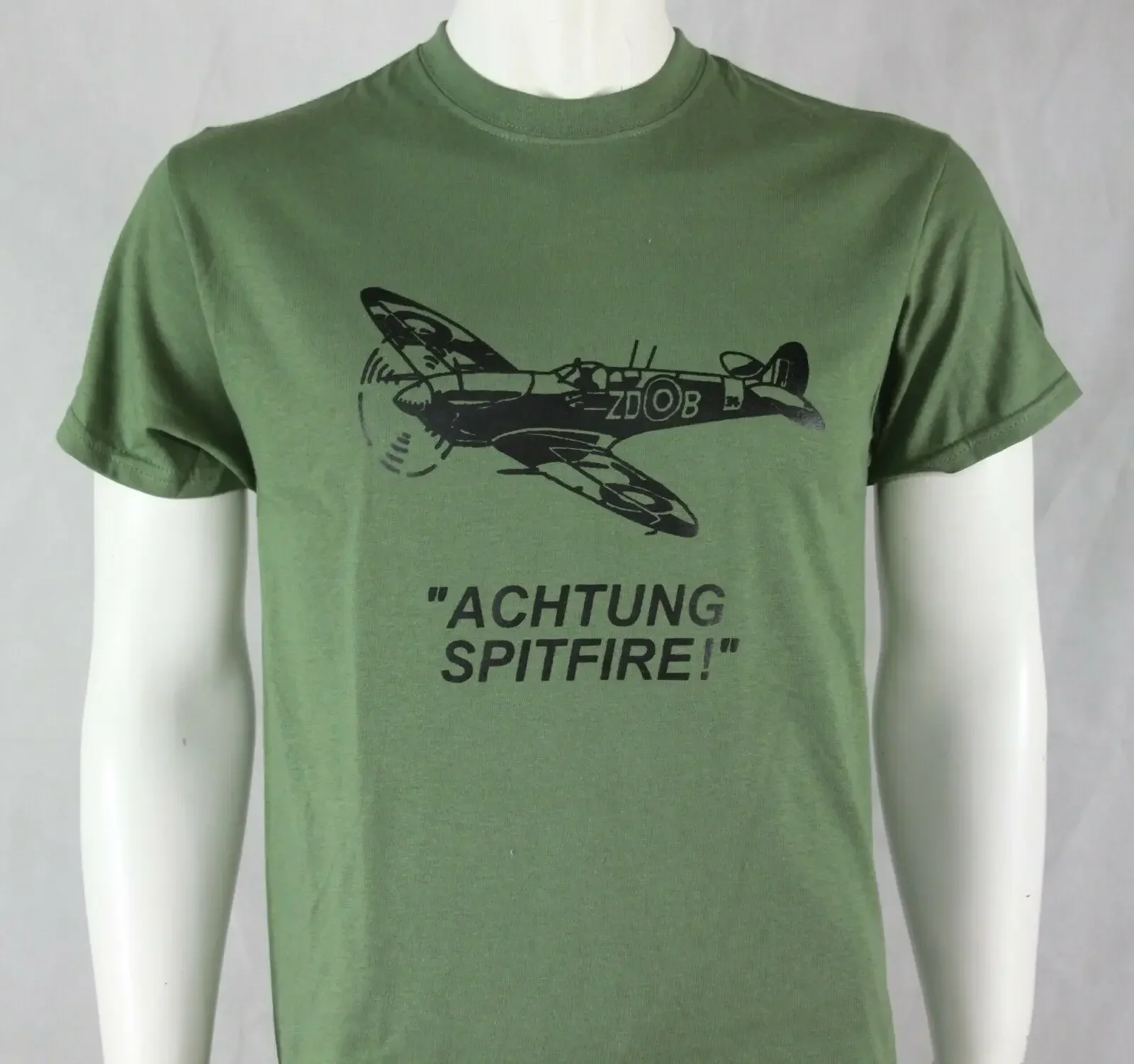 Vintage Achtung Spitfire Exclusive Printed T-Shirt RAF Military Forces Tactical tshirt For Men size S-3XL
