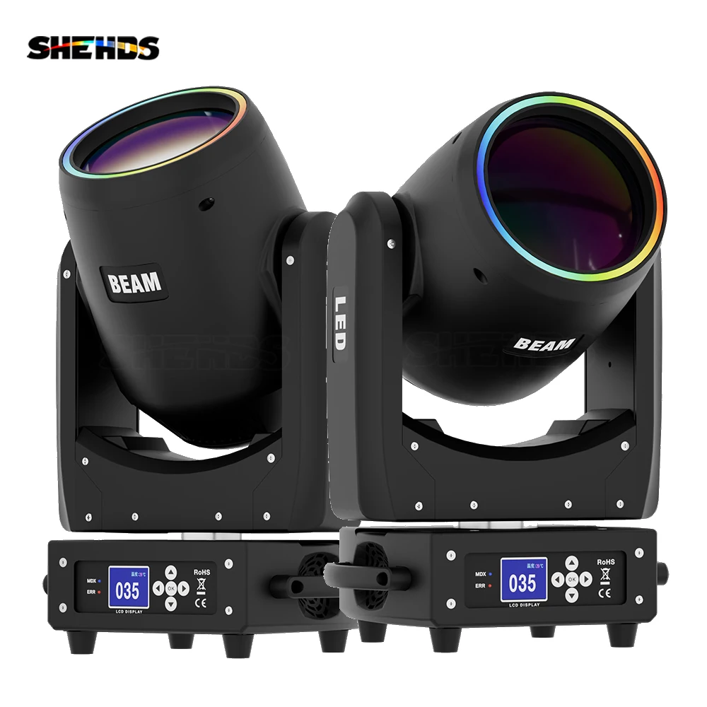 shehds pecas feixe 300w led iluminacao de cabeca movel e anel com rdm colorido e geada para concerto de casamento dj discoteca palco luzes dmx 01