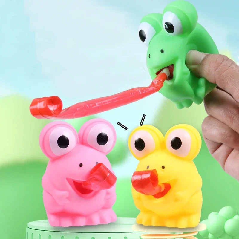 1Pcs Funny Sticking Tongue Out Frog Sensory Stress Relief Fidget Toys for Kids Birthday Party Favors Halloween Pinata Fillers