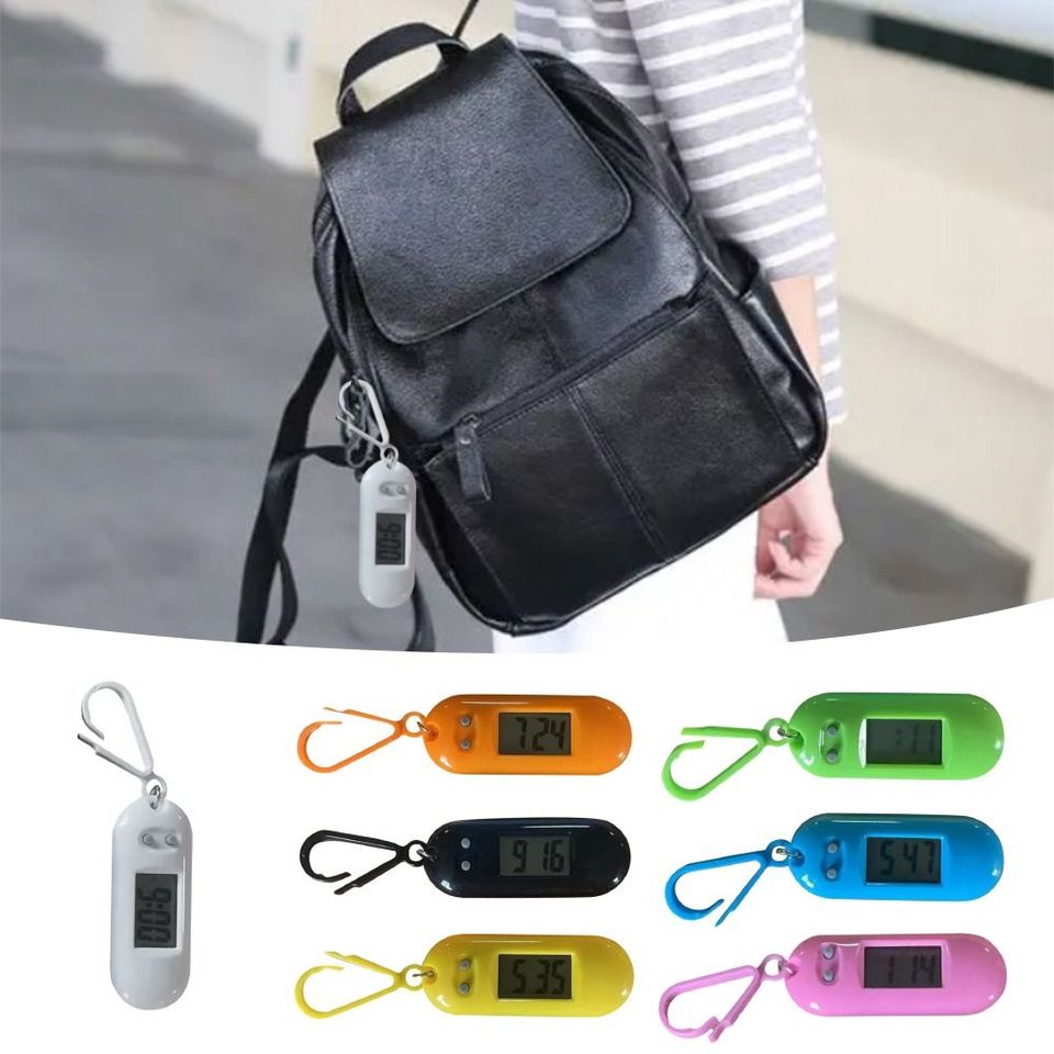  Digital Electronic Clock Hanging Keychain Multifunctional Mini Hourly Watch Backpack Electronic Oval Watch Student