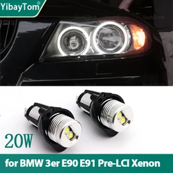 20W Angel Eyes Marker Light Bulbs Bright Headlights Replacement For BMW E90 E91 2005-2008 Car Light Accessory White LED Bulbs