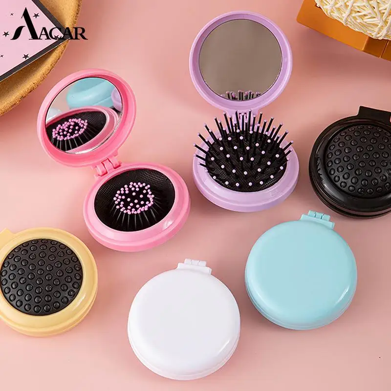 

Traveling Portable Massage Folding Comb Small Size Hair Comb With Folding Mirror Women Girl Hair Brush With Mirror Styling Tools