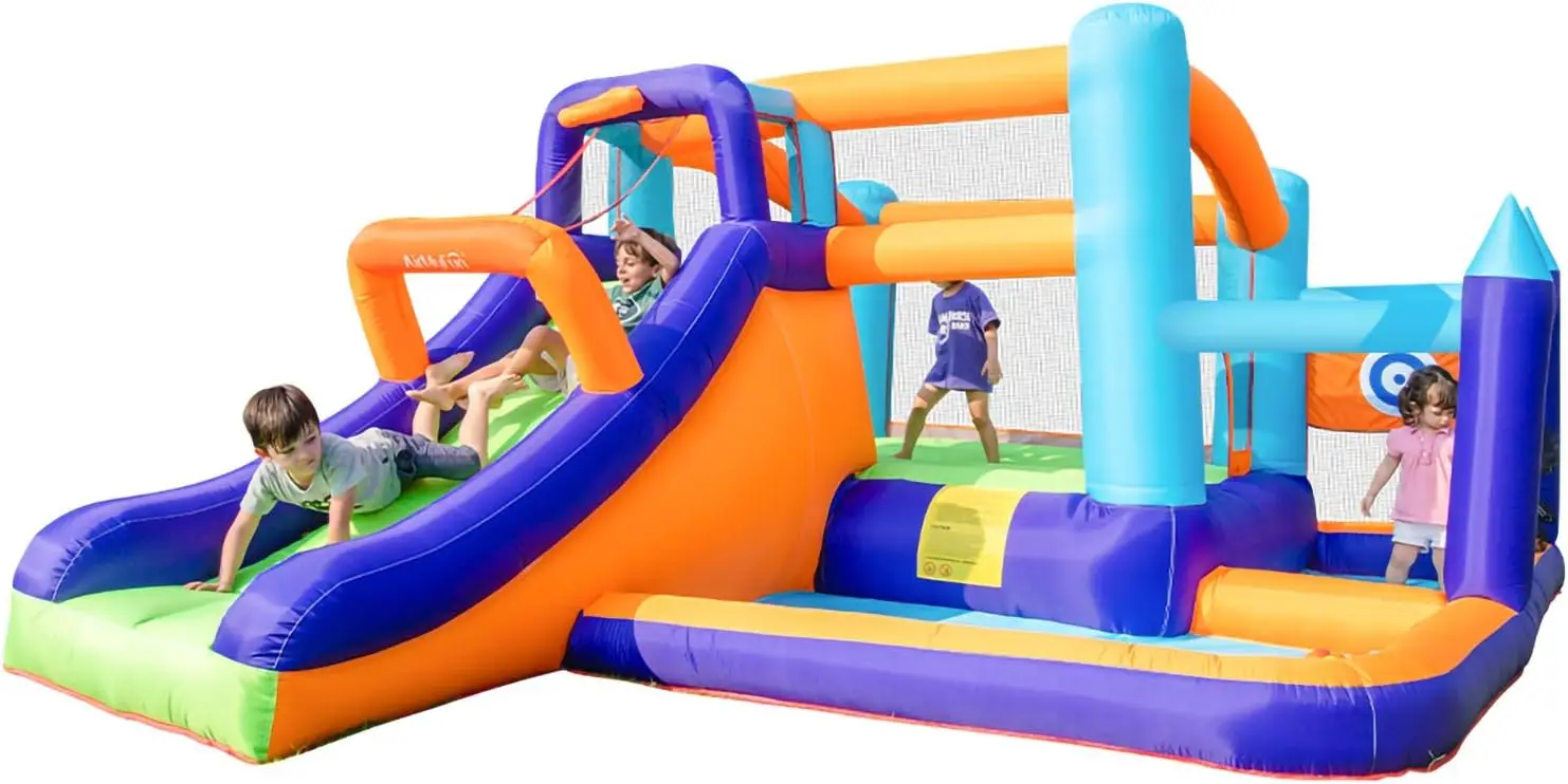 Bounce House,Jumping Bouncer with Air Blower,Splash Pool to Play,Kids Slide Park for Outdoor Playing with Ca