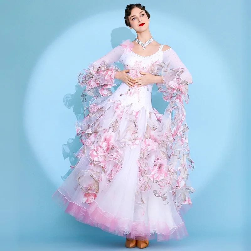 New Ballroom Dance Competition Dresses For Woman Rhinestones National Standard Waltz Dancing Clothes Big Swing Modern Costumes