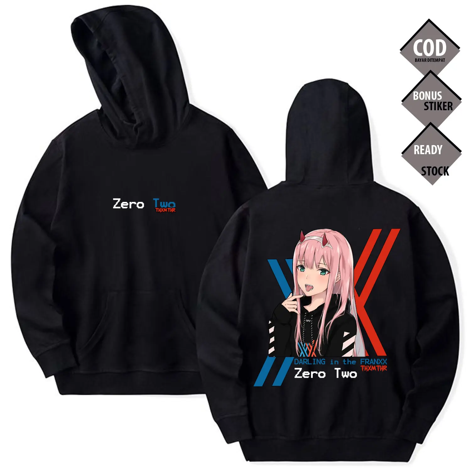 Hoodie Zero Two Darling In The Franxx Waifu Wibu Anime Manga Hiro Ichigo Goro Miku Zorome Kokoro Futoshi Ikuno Mitsuru Nana