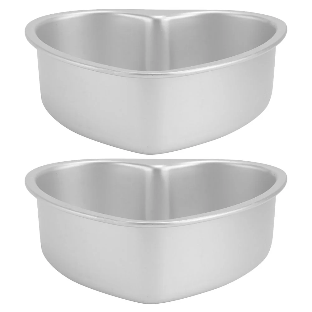 2 Pcs Bread Pan Heart Cake Mold Plate Pastels Aluminum Alloy Cheesecake Molds for Baking Shapes