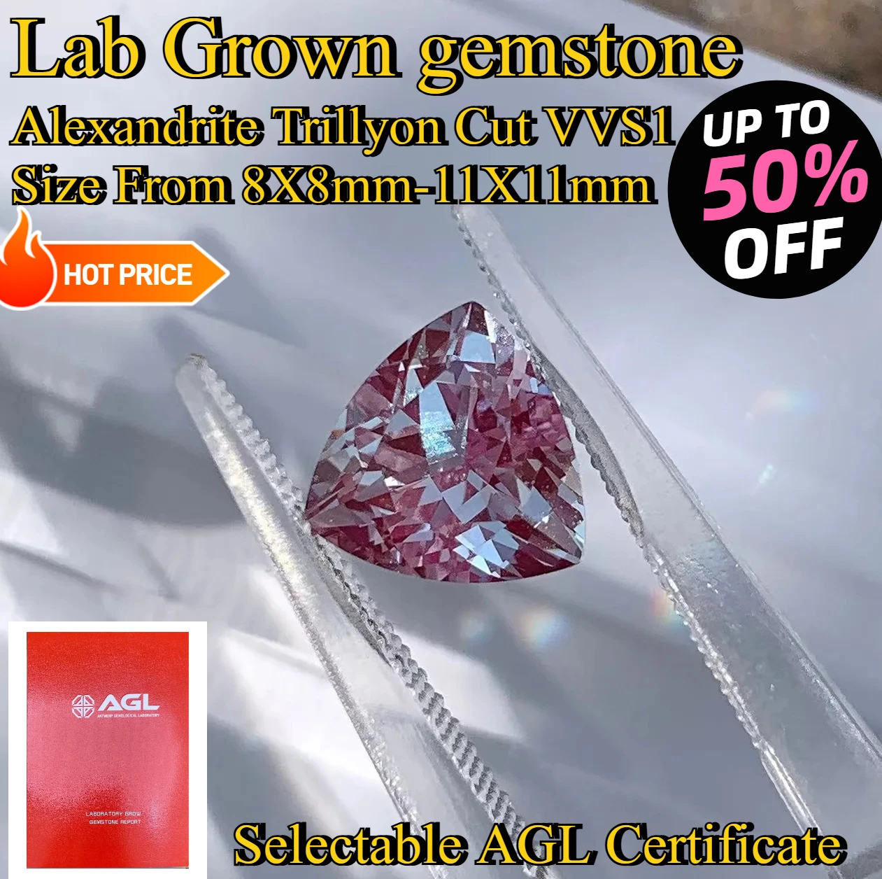 

Lab Grown Gemstone Alexandrite Trillyon Cut High Quality for DIY Advanced Jewelry Making Materials Selectable Certificate