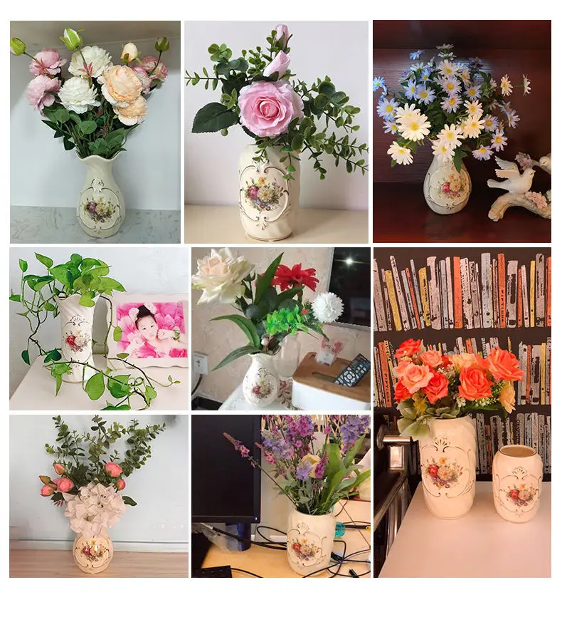 Ceramic vase 3D Stereoscopic dried flowers arrangement wobble plate living room entrance ornaments home decorations