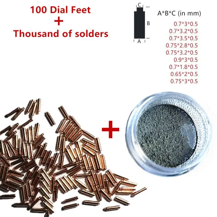 

100Pcs Copper Watch Dial Feet Stickers 0.5mm 9-Size Assortment Granular Solder Professional Watchmaker Repair Accesssories