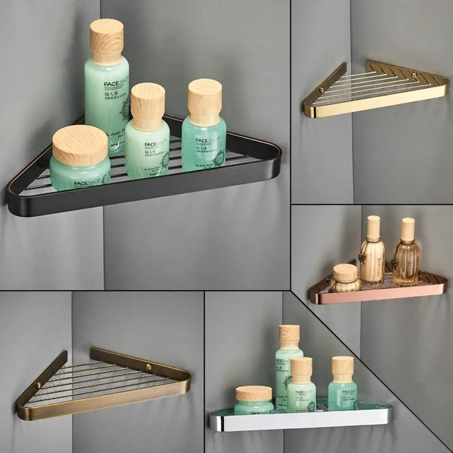 bronze-antique-bathroom-triangular-basket-european-style-vintage-bathroom-storage-rack-pure-copper-corner-storage-stand-golden