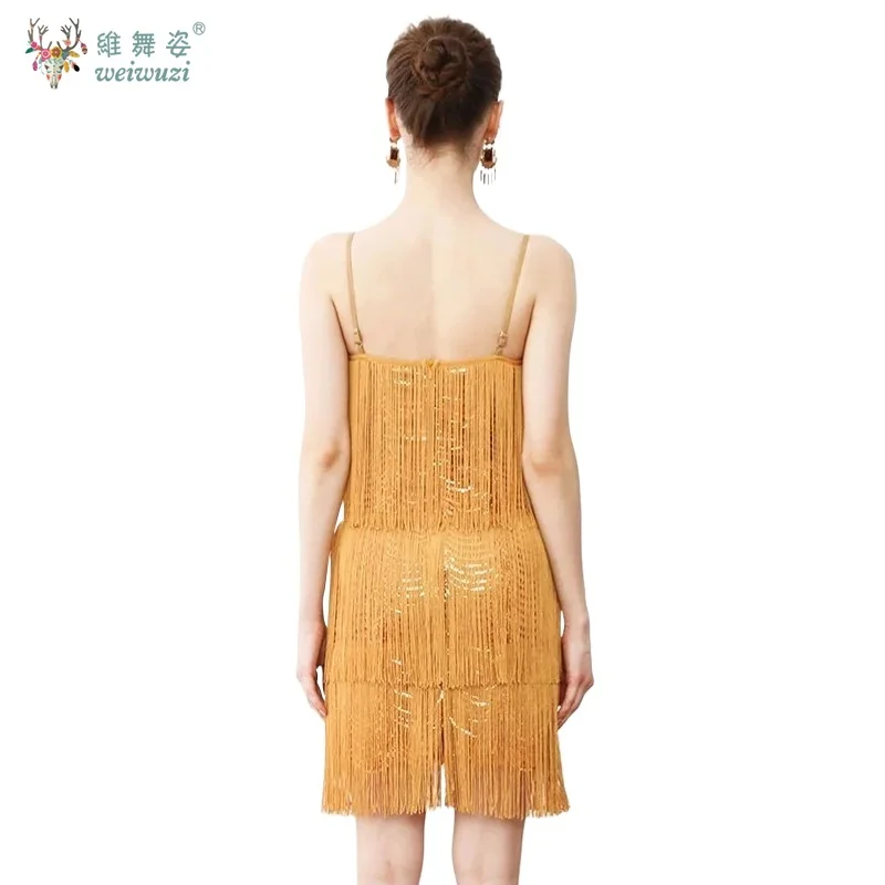 패션 파티 섹시 슬립 스팽글 캐미솔 태슬 라틴 댄스 파티 생일 프롬 칵테일 볼룸 탱고 섹시 V넥 드레스