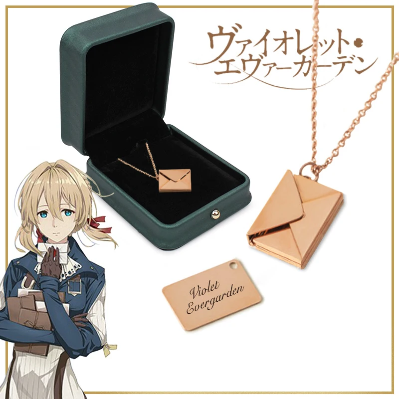 Colgante de Metal de Anime Violet Evergarden para hombres y mujeres, collar de sobre, accesorios de disfraz de Cosplay, regalos de utilería de cumpleaños y Navidad