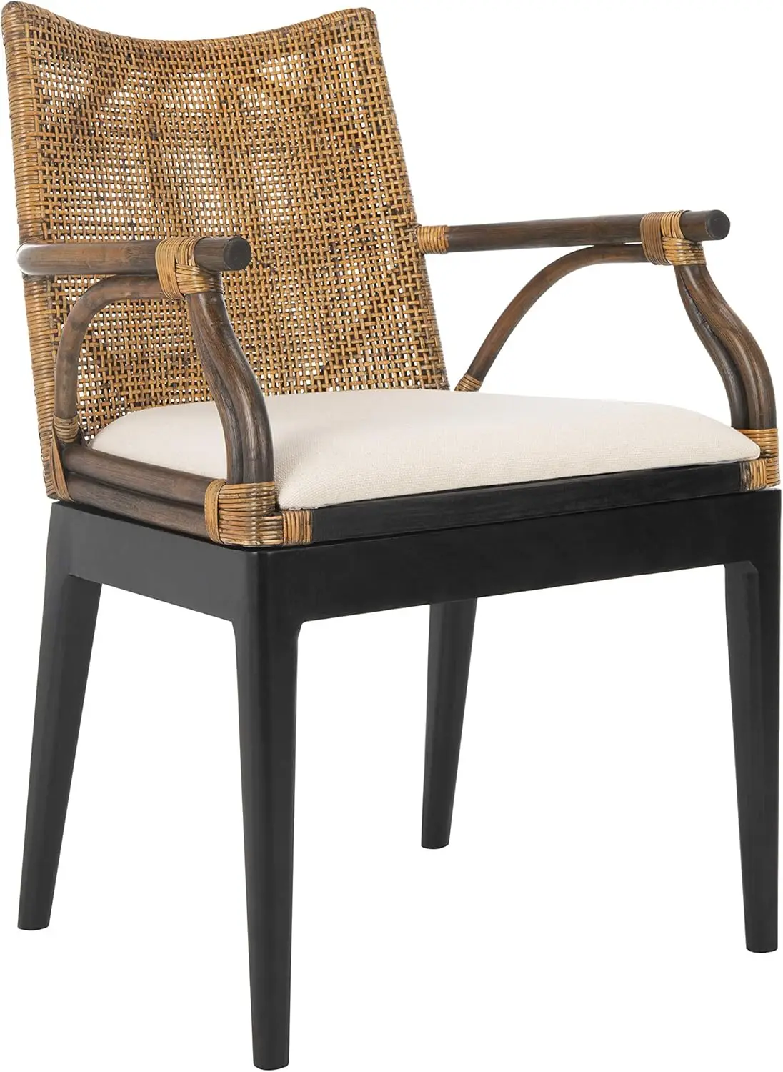 Rattan Tropical Woven Arm Chair, Brown/Black