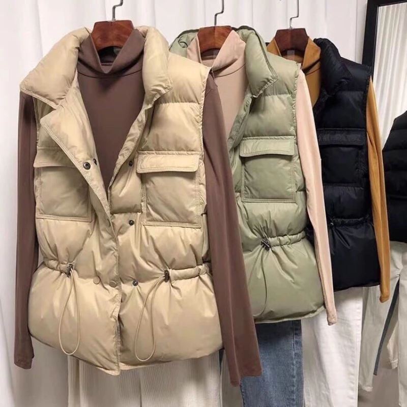 2024 New Ultra Light Down Vest Women Short Vest Windproof Lightweight Warm Waistcoat Female White Duck Down Down Coat Sleeveless