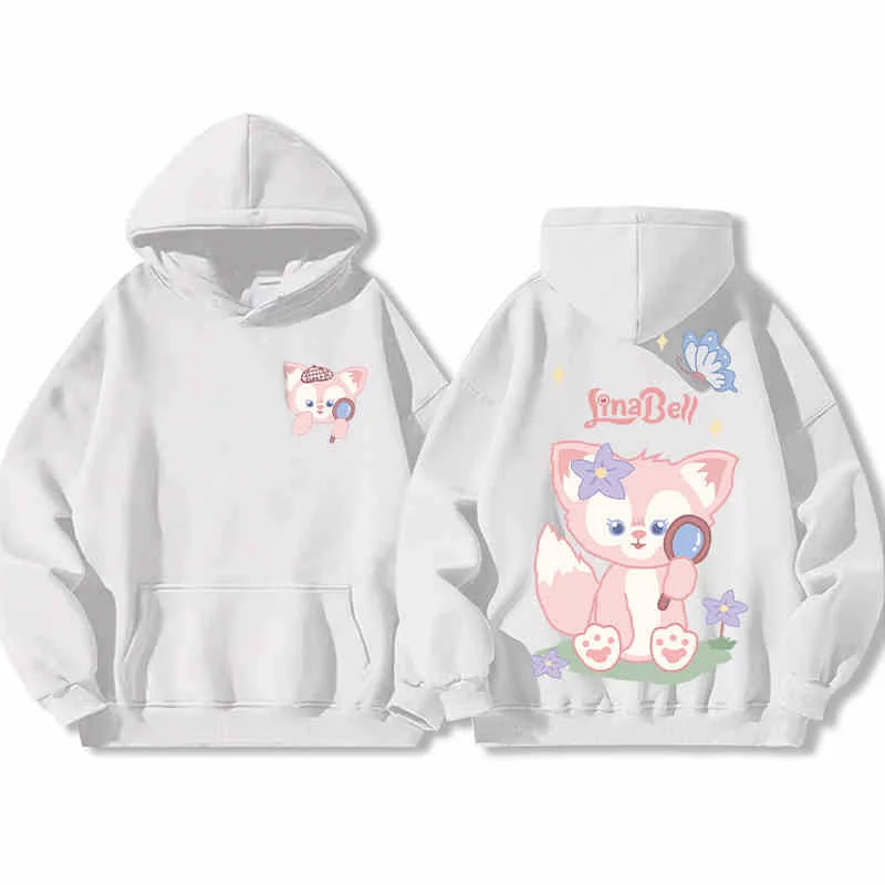 Disney Lina Bell Women\'s Hoodies Autumn Fashion Brand Trend Cartoon Anime Clothes Cotton Hooded Jacket Loose Womens Clothing Top