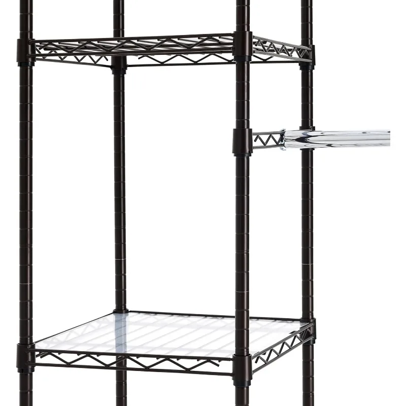 Expandable Metal Hanging Closet Organizer and Storage Rack Wardrobe with Shelves, 57-80''L X 14''W X 72''H,