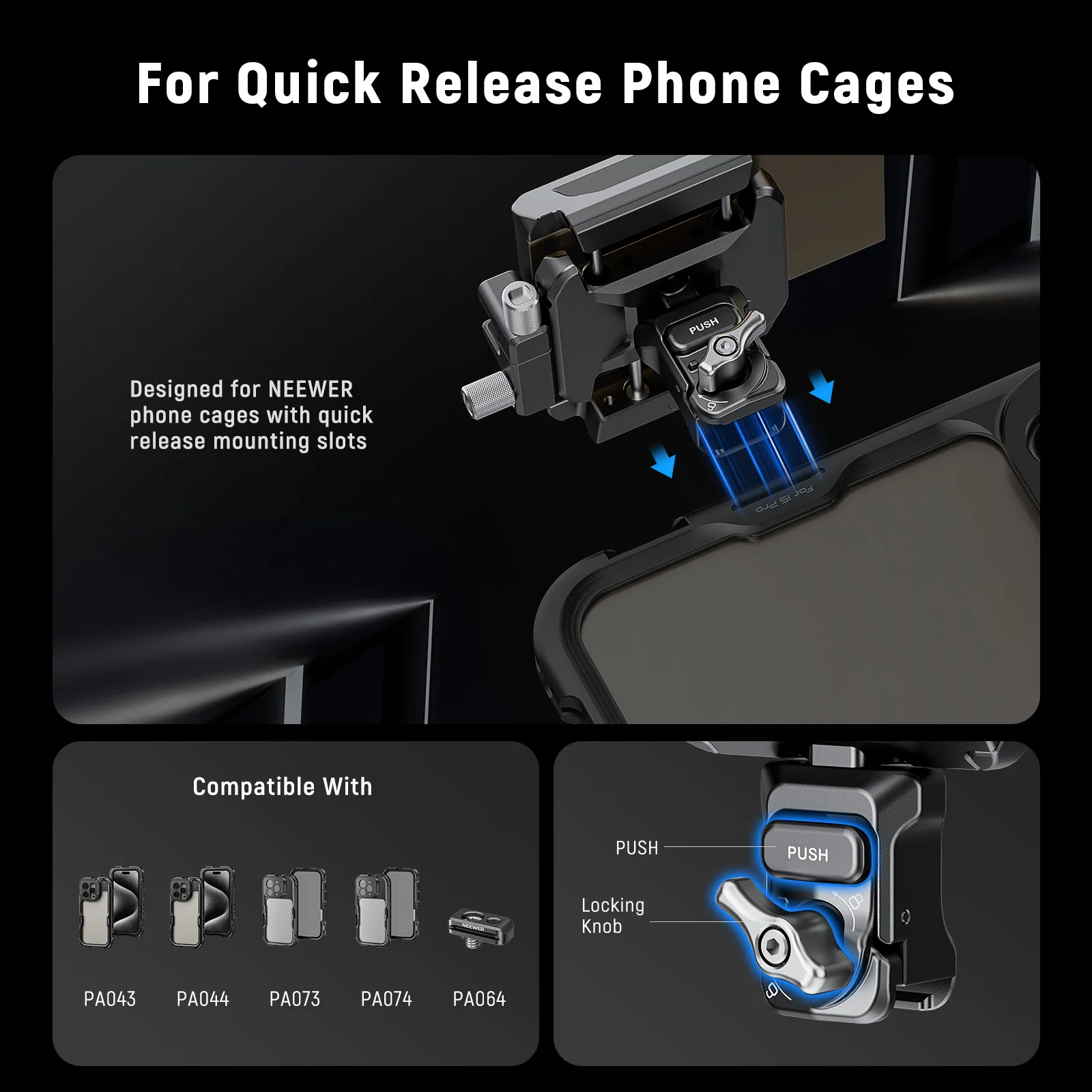 Держатель SSD Neewer, быстроразъемный кронштейн для SSD-накопителя, крепление для телефона, чехол для iPhone 15/16 Pro Max Samsung S24 Ultra T9 T7 T5 SanDisk
