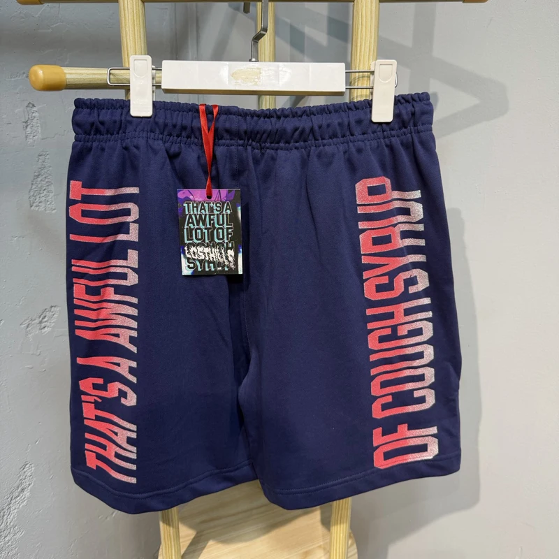 

American Style Blue That's A Awful Lot of Cough Syrup Short Pants Gradient Letter Print High-quality Summer Shorts