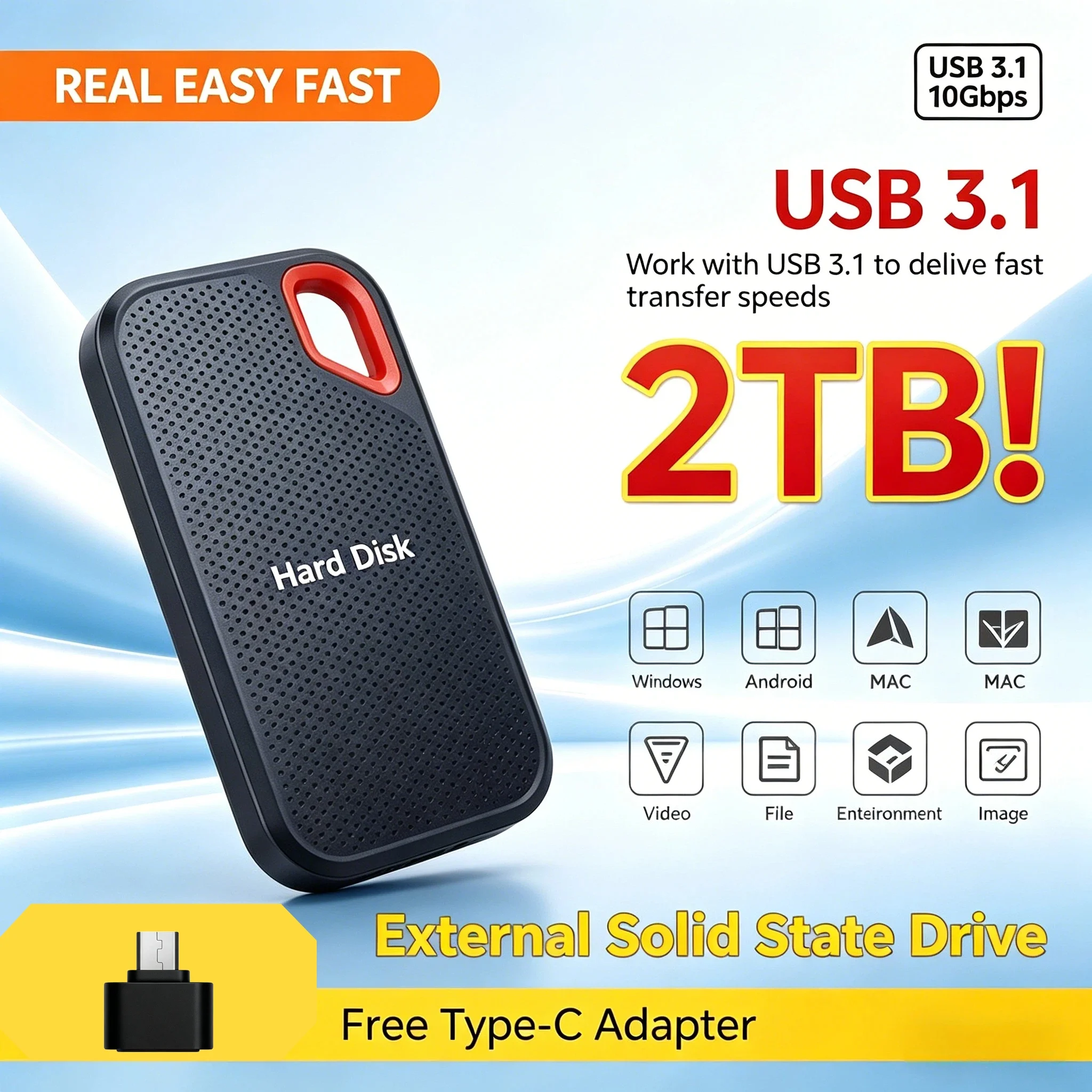 Original E61 SSD 2TB USB31 Portable External Hard Disk High 