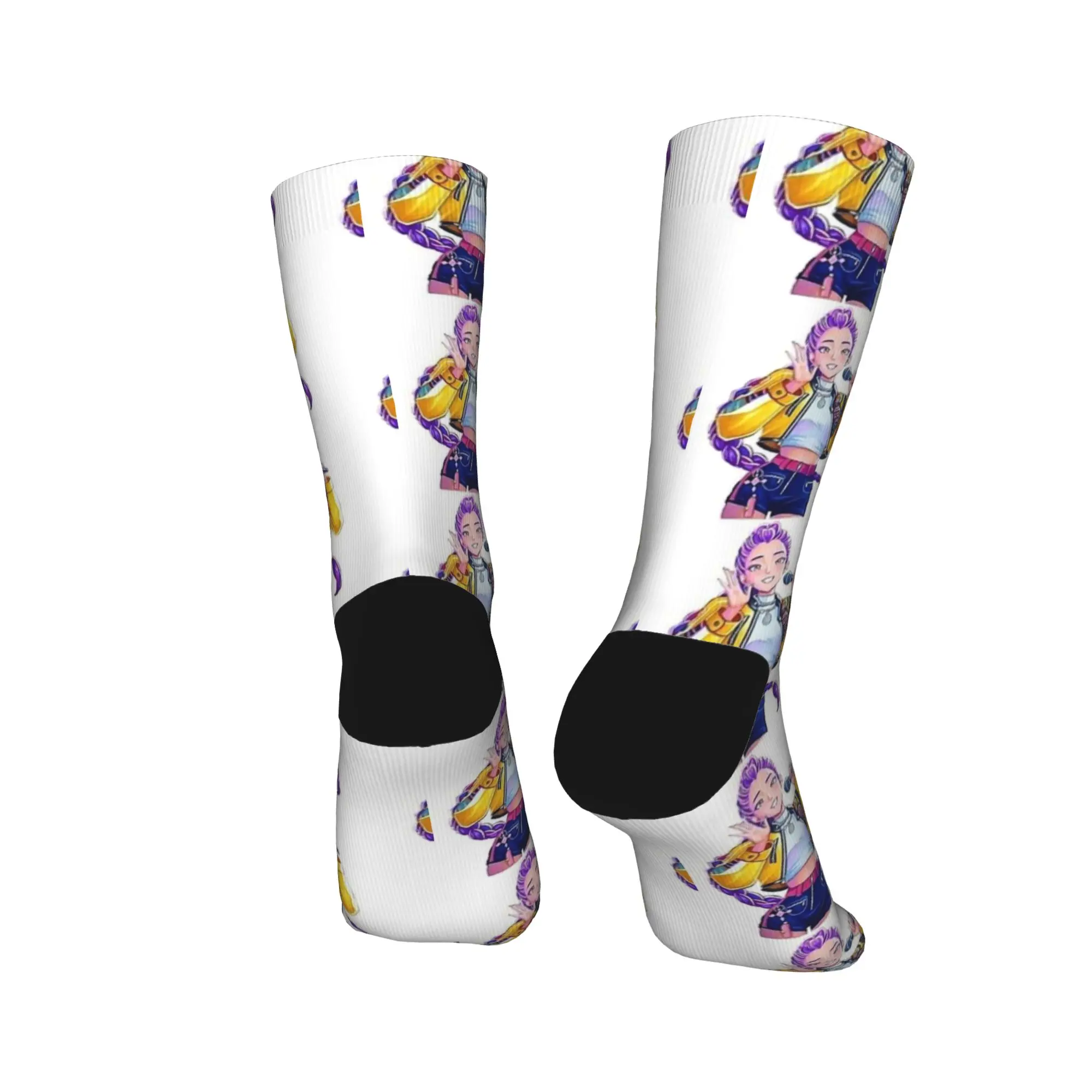 KPop Demon Hunters 팬 아트 루미 양말 미끄럼 방지 스타킹 여성 남성 고품질 스케이트보드 양말 겨울 유행 그래픽 양말