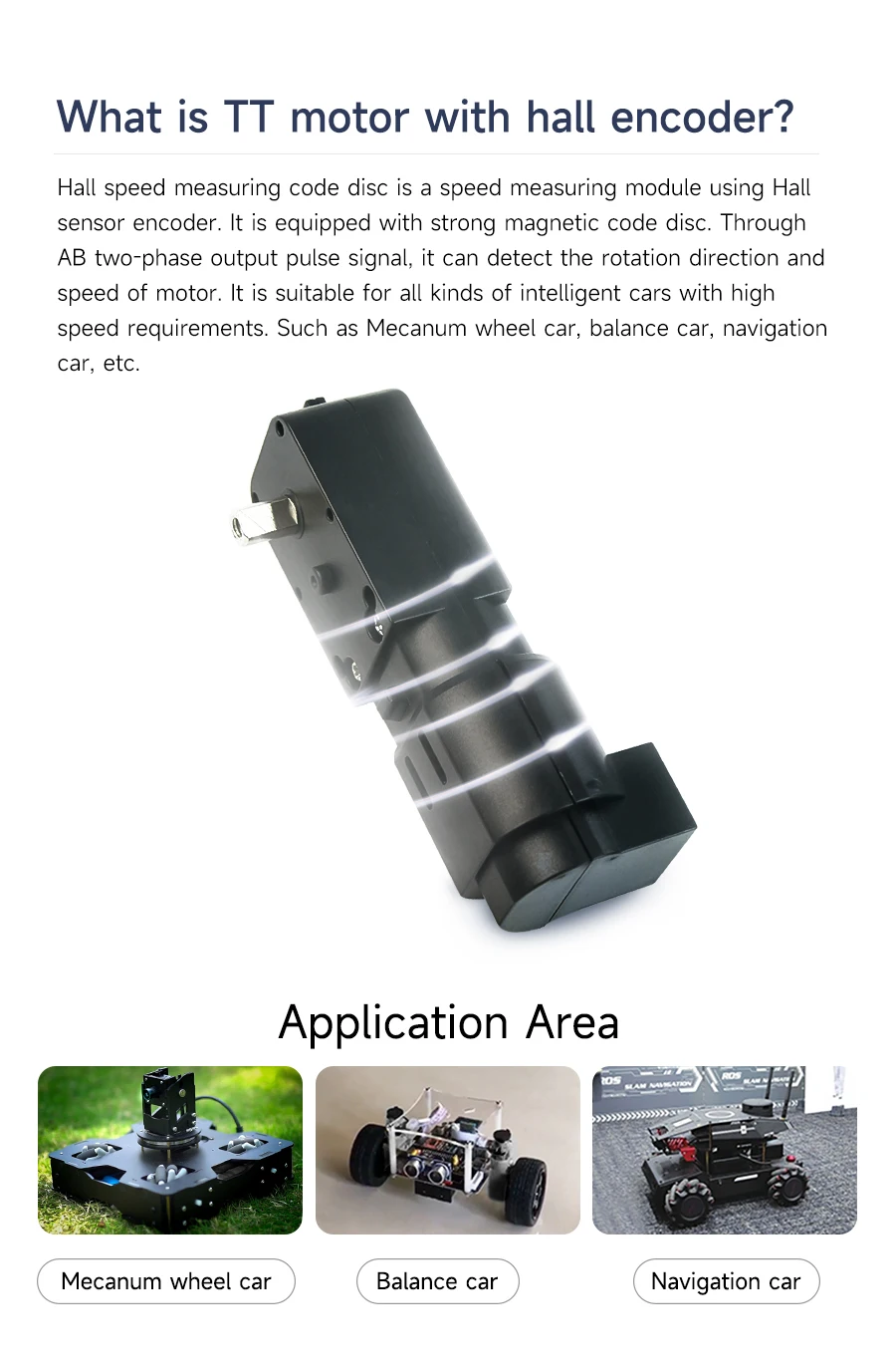 TT DC 3V-6V Untersetzungsgetriebemotor mit Encoder, einzelner Doppelwelle, 1:45 Getriebemotor für DIY Smart Robot Car – Detail 16