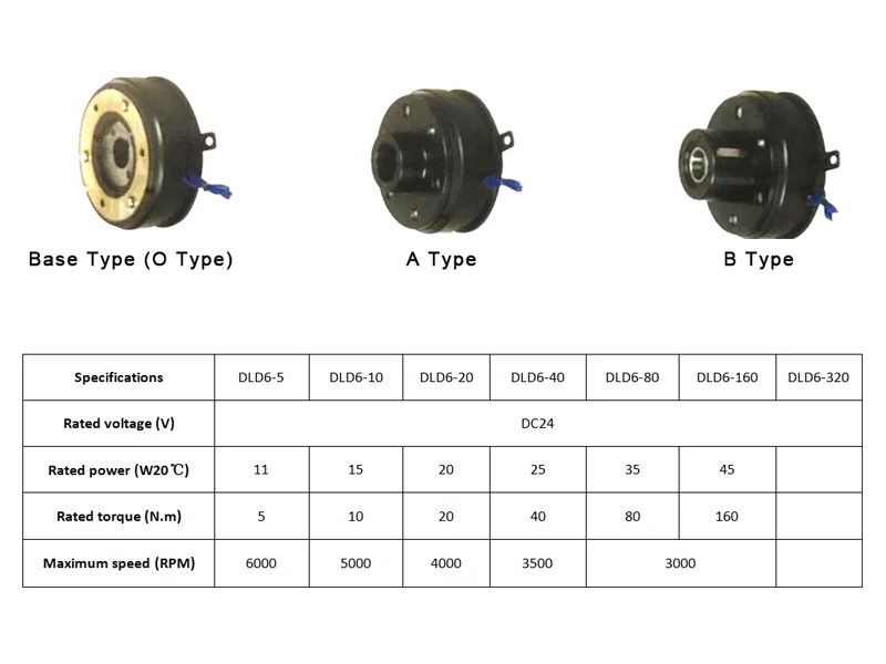DLD6-05 10 20 40 80 160 Electromagnetic Clutch Dry Single Plate Clutch DC24V DC12V