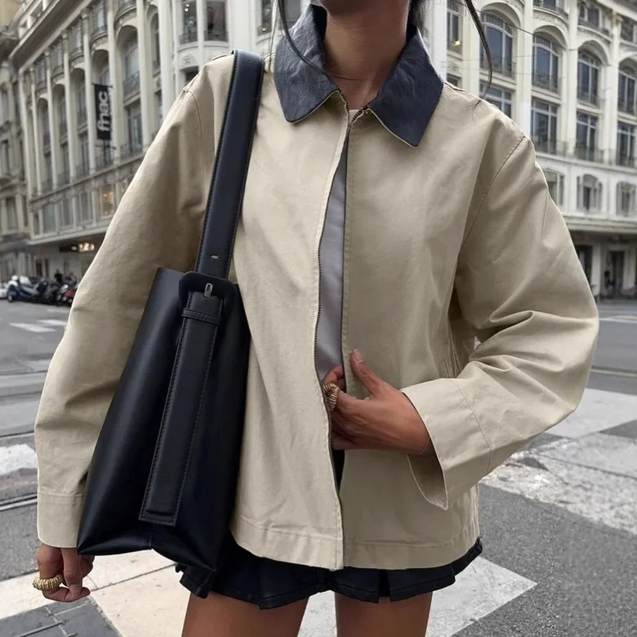 American Vintage Shacket Oversized Shirt Jacket Long Sleeve Utility Fall Coat Casual Streetwear 2025 New