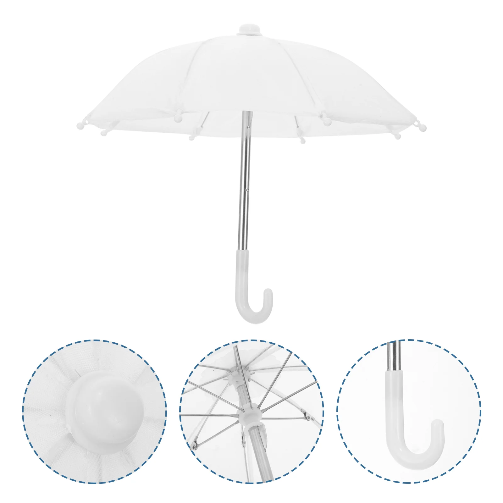 

2 Pcs Kids Umbrella Mini Toys Micro Scene Parasol White Metal Furniture Accessories for Girls