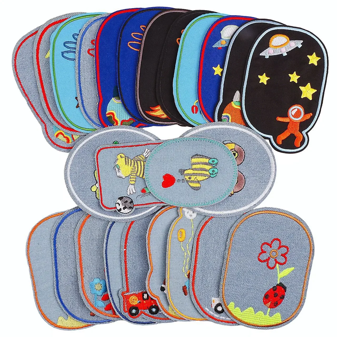 Sewing Repair Elbow Knee Patches Iron On Patch Clothing appliques Sticker DIY Jeans Stripes Embroidered Badge Children Patches