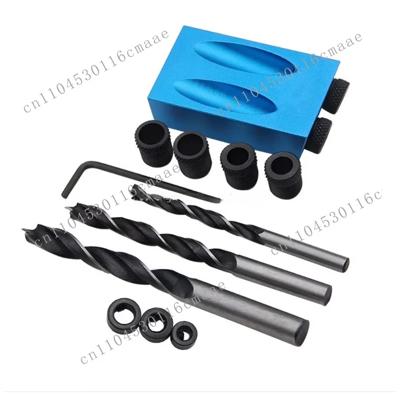 15 Degree Clamp Kit 6/8/10 mm Drive Adapter Woodworking Pocket Oblique Hole Positioner Drill Kit Tool