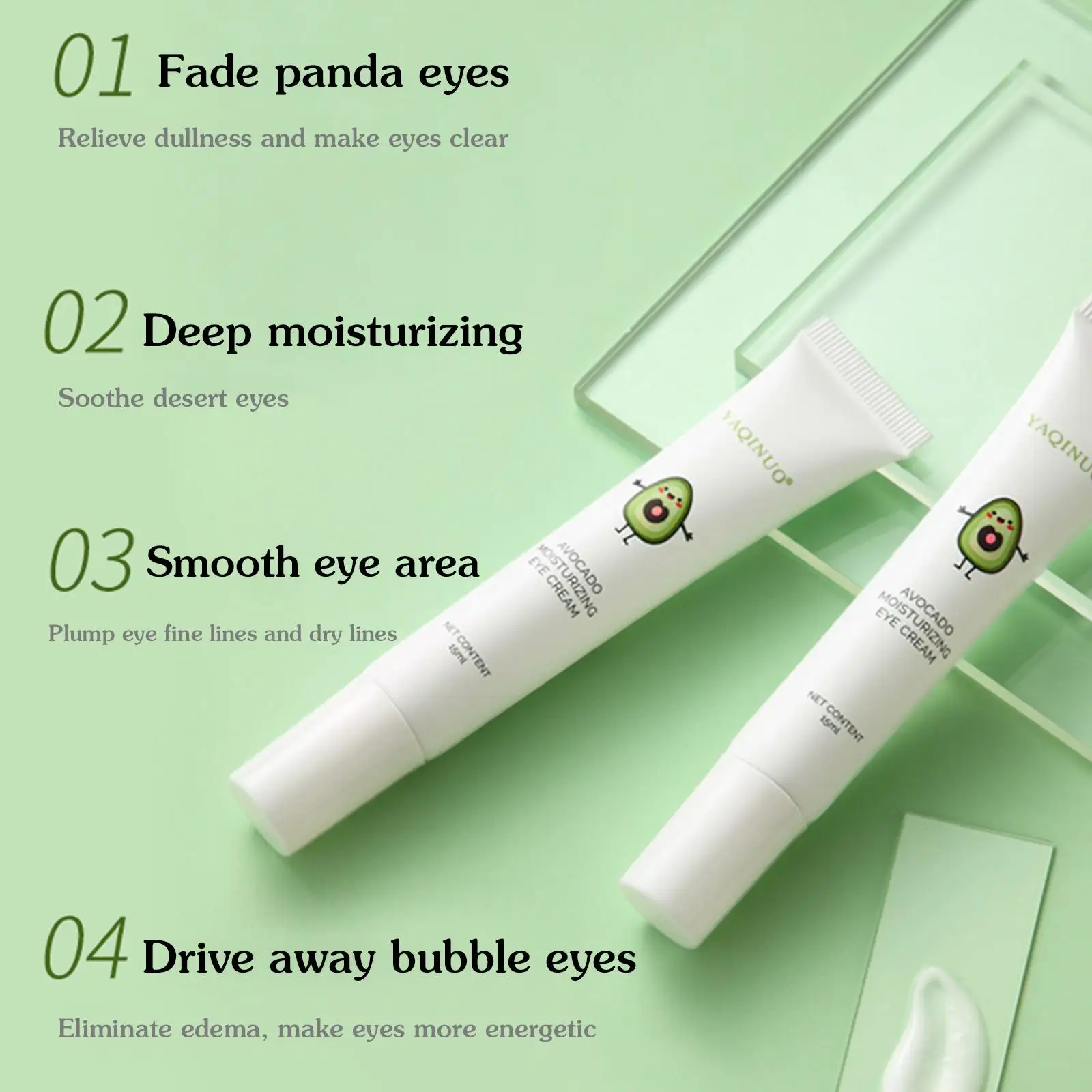 3X 15g Avocado Moisturizing Eye Cream For Dark Circles Nourishing Firming Skin Eye Eye Cream For Under Eyes Anti-wrinkle Cream