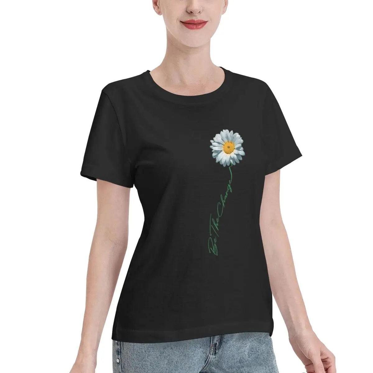 All Body Type Be The Change Daisy Flower For Kindness Respect Humanity Women's T-shirt Retro Comfy Daily Top