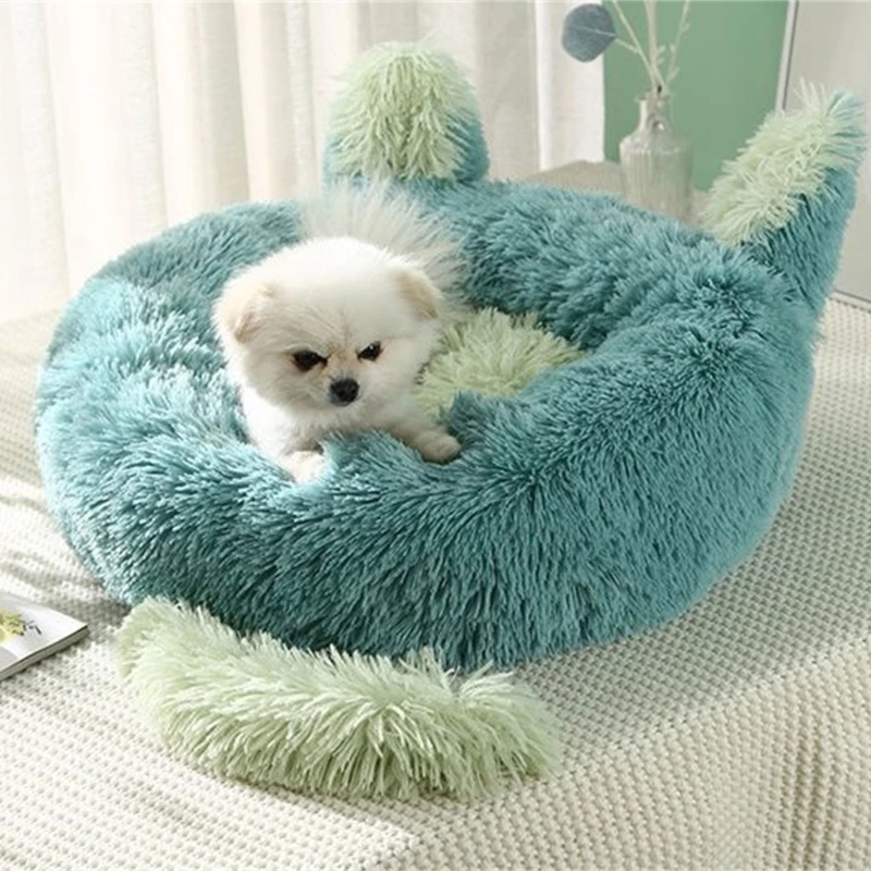 Cartoon Pet Bed Kitten Puppy Birthday Gift for Pet Rabbit Ears Tail for Dogs and Cats Warm Nest Relaxing Bed 6XDE