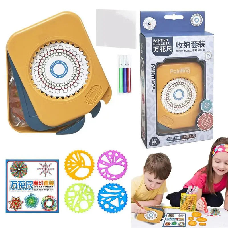 Montessori Drawing Toys Set for Kids, Régua de pintura, Engrenagens interligadas, Régua geométrica, Acessórios de desenho