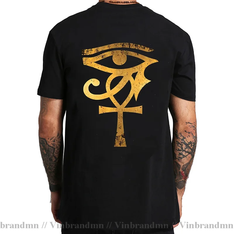 Vintage Retro Egyptian Eye Of Horus Ankh Egypt Archaeologist Unisex Baseball T-Shirt Egypt Pharaoh Black T Shirt Summer Clothing