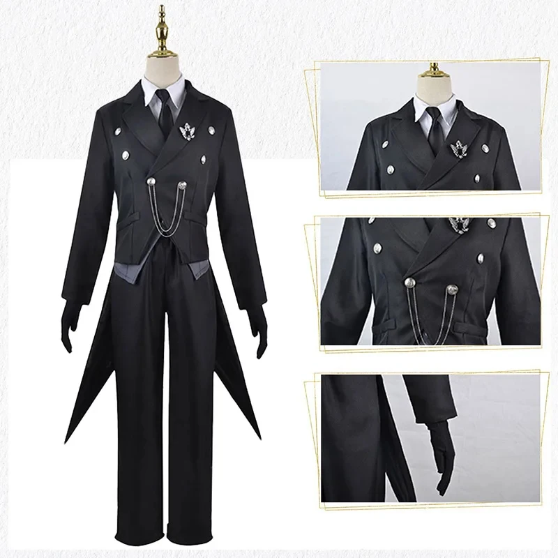 

Sebastian Michaelis Cosplay Costumes Wig Black Butler Sebas Uniform Swallowtail Badge Anime Halloween Costume for Men Comic fg8'