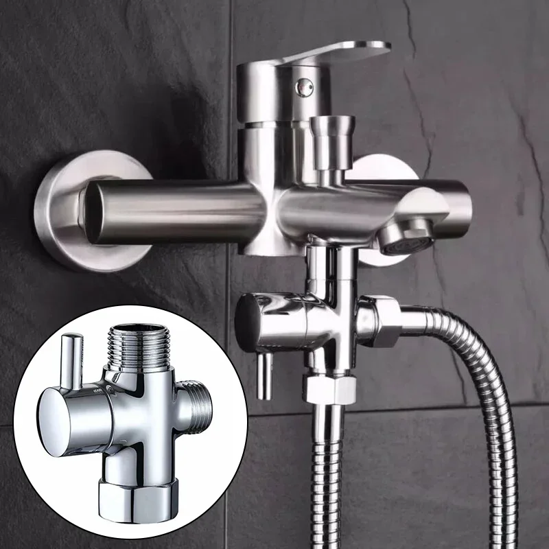 G1/2in 3 Way Brass Diverter Valve T-Adapter Converter Bathroom Shower Valve Shower Faucet Water Splitter Diverter Bath Switch