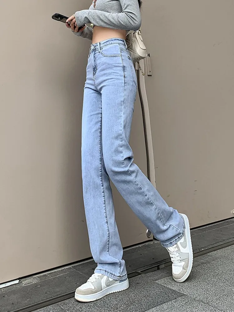 ZHISILAO New High Waist Straight Jeans Women Vintage Classic Boyfriend High Street Full Length Denim Pants 2022