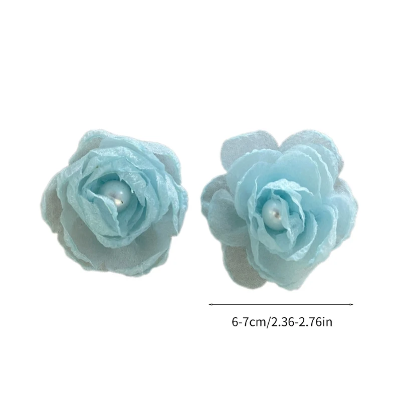 A0KD 2Pcs Elegant Mesh Pearl Flower Shoe Clips Stylish Florals Shaped Shoe Buckles Fashion Accessory for Women's Footwear