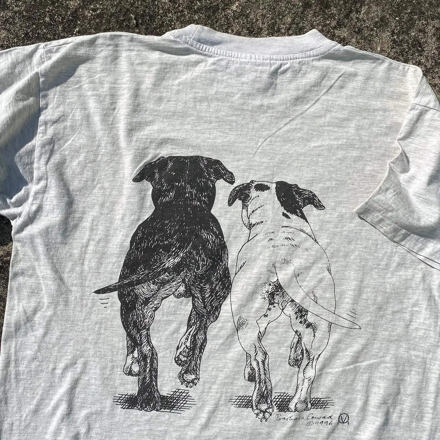 Hand-Painted Dog Short-Sleeve T-Shirt Couple's Breathable Cotton round Neck Standard Fit Summer Design Artist Unique Studio