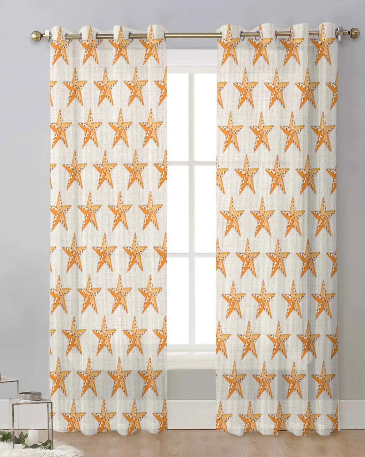 

Autumn Orange Maple Leaf Pentagram Texture Bedroom Curtains for Rooms Luxury Living Room Curtains Bathroom Curtain Kitchen Home