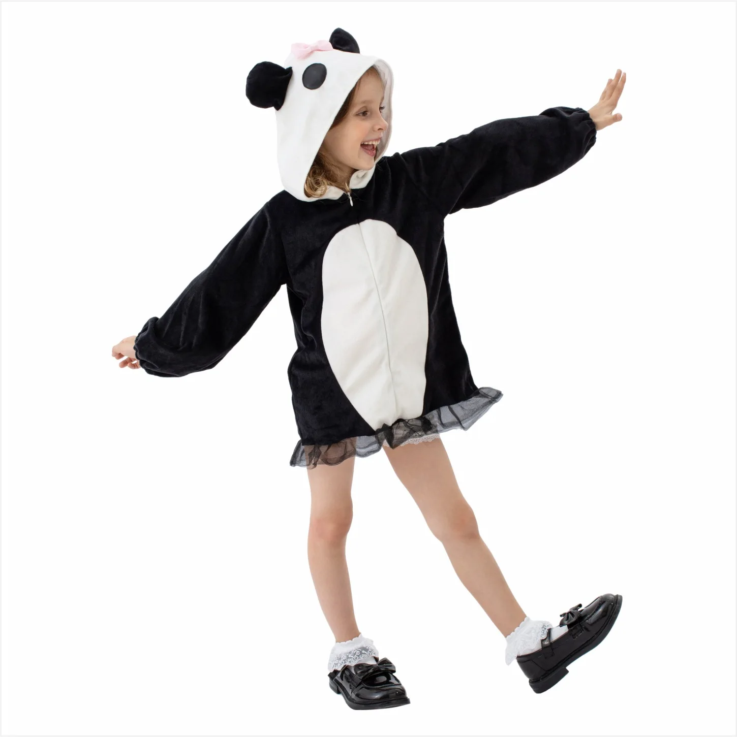 Fato de panda animal infantil, vestido de Halloween infantil, fantasias extravagantes, capuz infantil para performance de palco