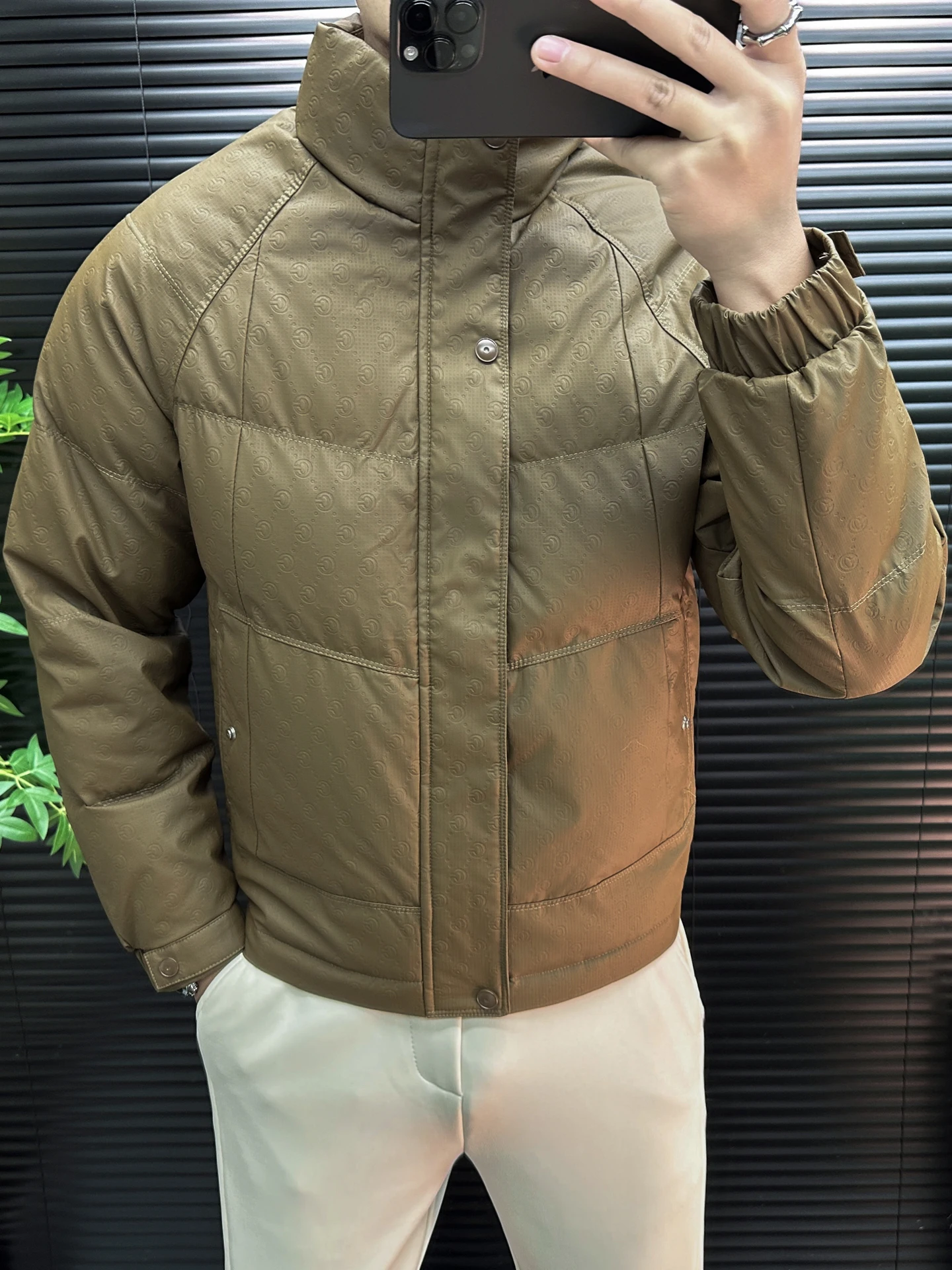 

Men's Slim Fit aphene Cloud Fce Cotton Jaet ort Outerwear Winter Warm High Faion PU Leather Cotton Coat Zipper Clo...