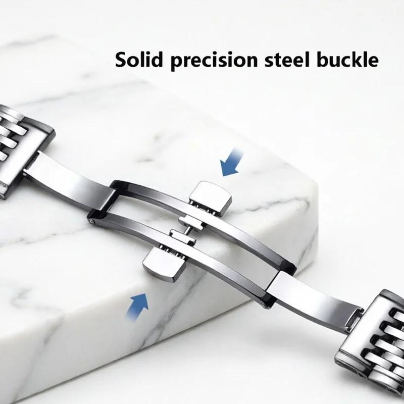 Ultra‑Thin Women Precision Steel Bracelet Watch Strap, Butterfly Buckle Replacement Compatible with Longines L4 Series