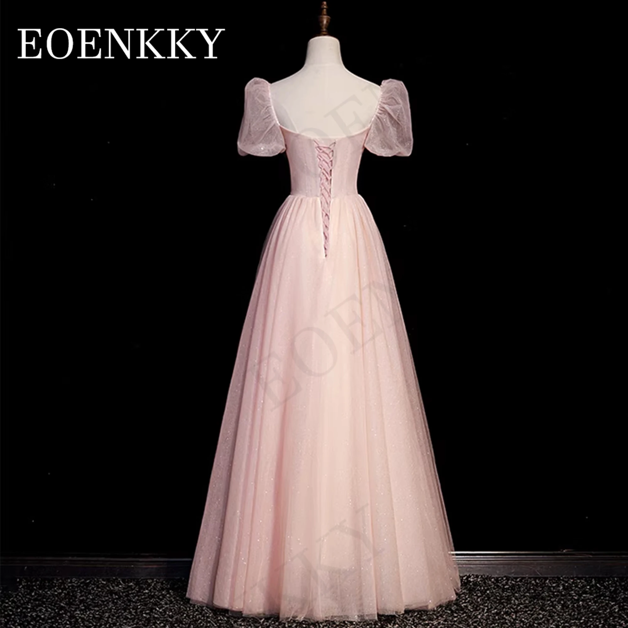 Princess Tulle Pink Prom Dresses 2024 Luxury Sparkly A Line Special Occasion Dress Puff Sleeve Różowe suknie balowe księżniczki z tiulu 2024 Luxury  Błyszcząca sukienka na specjalną okazję z bufiastym rękawem