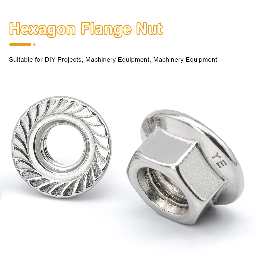 1-25pcs Hex Flange Lock Nut Serrated Self Locking 201/316/304 Stainless Steel Nickel/Zinc Plated Carbon Steel M3 M4 M5 M6 M8 M10