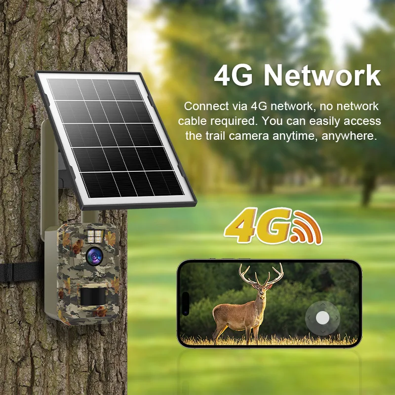 Outdoor 4G solar monitor, forest hunting high definition infrared night vision detection hunting camera